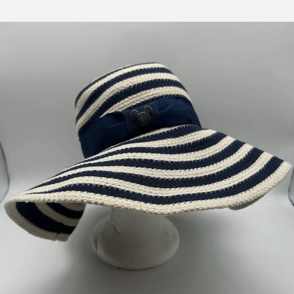 Striped Wide Brim Hat with Mickey Accent